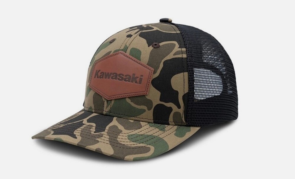 Kawasaki Camo Snapback Hat Adjustable Mesh Back Trucker Cap